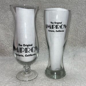 The Original Improv 2 tall glasses Comedy Club Ontario Ca 9"